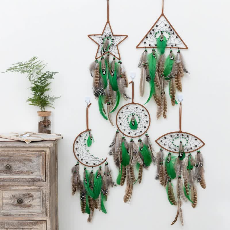 Star With Lights Boho Forest Dreamcatcher Wind Chime Pendant - INS Style Moonlit Serenity Decor