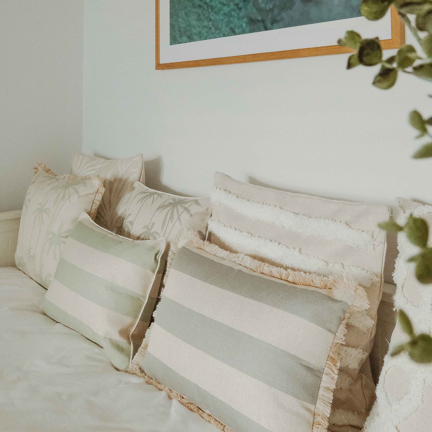 Cushion Cover-Boho Textured Single Sided-Bali Hai-50cm x 50cm