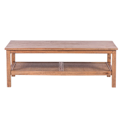 Jasmine Coffee Table 110cm Mindi Timber Wood Rattan Weave - Brown